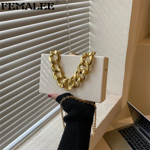 Small Box Thick Chain Shoulder Bag Acrylic PVC Chain Women Handbag