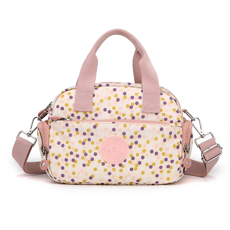 Nylon Women Shoulder Bag Floral Print Messenger Crossbody Purse