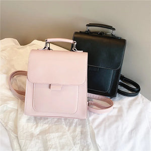 Mini PU Leather Backpack Women Travel Female Bookbag School Bags