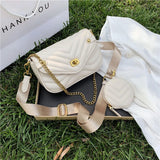 Small PU Leather Chain 2 PCS/SET Shoulder Bag Women Purse and Handbags