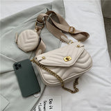 Small PU Leather Chain 2 PCS/SET Shoulder Bag Women Purse and Handbags