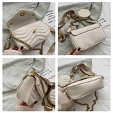 Small PU Leather Chain 2 PCS/SET Shoulder Bag Women Purse and Handbags