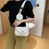 Small PU Leather Chain 2 PCS/SET Shoulder Bag Women Purse and Handbags