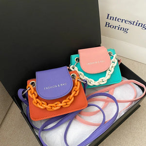 Women's PU Leather Crossbody Shoulder Bag Travel Chain S