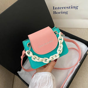Women's Small PU Leather Crossbody Shoulder Bag Chain Square Handbag