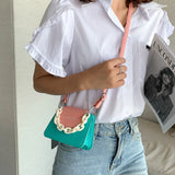 Women's Small PU Leather Crossbody Shoulder Bag Chain Square Handbag
