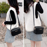 Small PU Leather CrossBody Bags Zipper Thread Shoulder Bags for Women