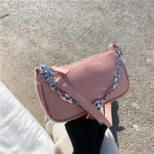 Small PU Leather Shoulder Bags for Women Hand Bags Chain Lizard Pattern Handbags