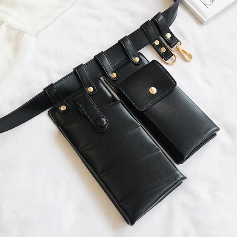 Small PU Leather Waist Bag Waist Belt Bag Crossbody Chest Bags Girl Fanny Pack