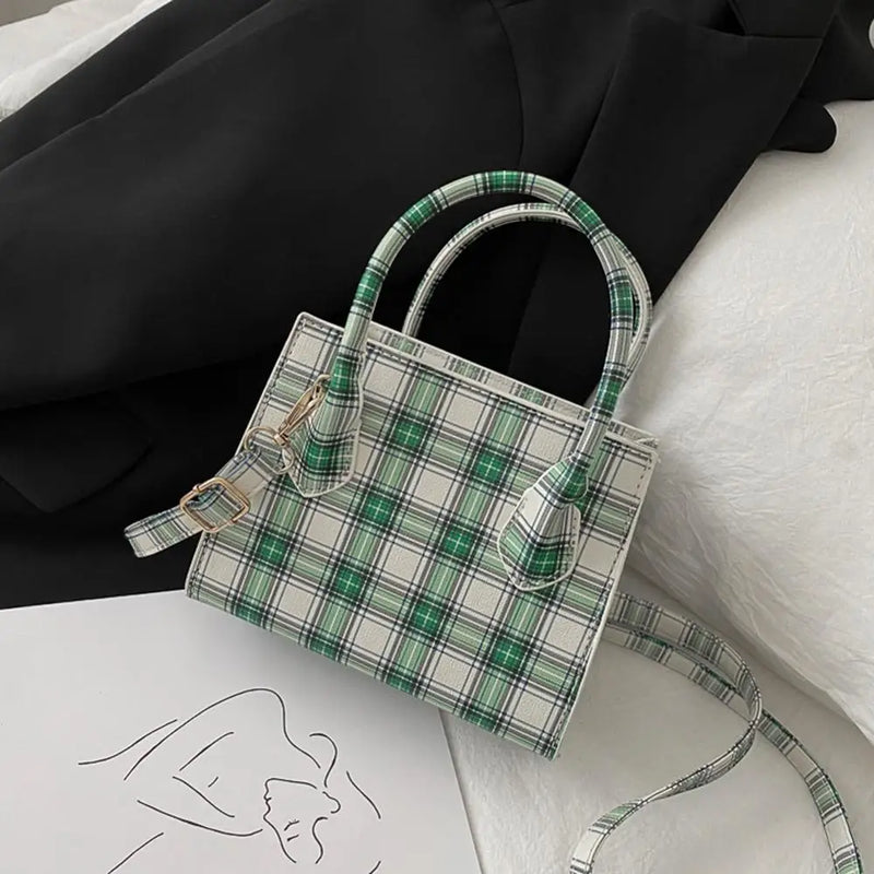Plaid Pattern PU Leather Crossbody Bag for Women - Summer Shoulder Handbag