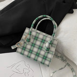 Plaid Pattern PU Leather Crossbody Bag for Women - Summer Shoulder Handbag