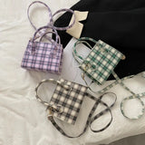 Plaid PU Leather Crossbody Bags For Women Summer Lady Shoulder Handbags