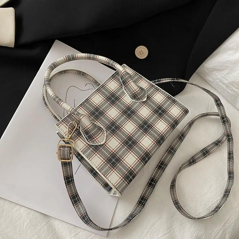 Plaid PU Leather Crossbody Bags For Women Summer Lady Shoulder Handbags