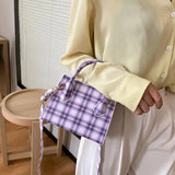 Plaid Pattern PU Leather Crossbody Bag for Women Shoulder Handbag Tote Purse