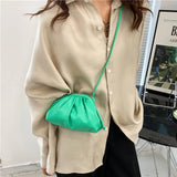 Pleated Clip on Women Shoulder Crossbody Bag Soft PU Leather Mini Handbag