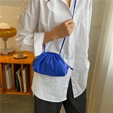 Pleated Clip Women's Shoulder Crossbody Bag Soft PU Leather HandBag Messenger