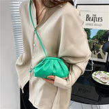 Pleated Clip Women's Shoulder Crossbody Bag Soft PU Leather HandBag Messenger