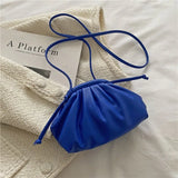 Pleated Clip Women's Shoulder Crossbody Bag Soft PU Leather HandBag Messenger