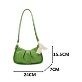 Pleated Shoulder Bag Leather Crossbody Handbag