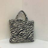Leopard Jacquard Portable Shoulder Bag Lightweight Tote Handbag