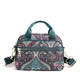 Small Purple Flower Nylon Shoulder Bag for Women