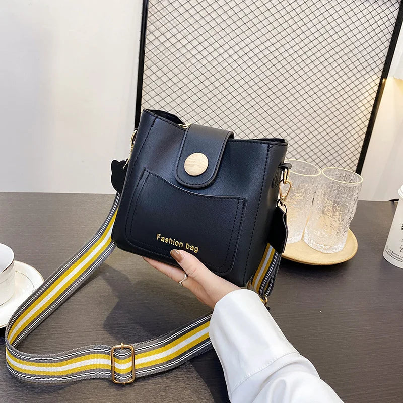 Pu Leather Bucket Bag Women's Handbag Crossbody Shoulder Bag
