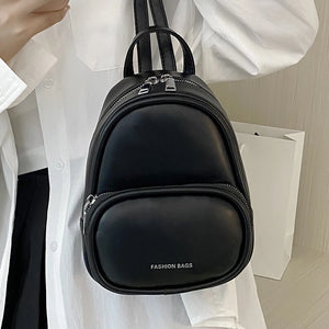 Small Pu Leather Casual Backpacks Portable All Match Pure Mini Bag