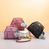Women's Hairball Crossbody Bag PU Leather Messenger Bag