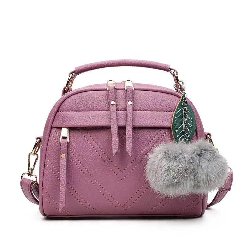 Women's Hairball Crossbody Bag PU Leather Messenger Bag