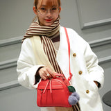 Women's Hairball Crossbody Bag PU Leather Messenger Bag