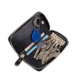 10 Colors Option Split Cow Leather Zipper Pocket Keys Case Holder Bag