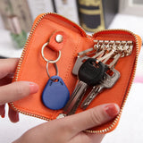 10 Colors Option Split Cow Leather Zipper Pocket Keys Case Holder Bag