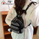 Small Rhinestone Backpack for Women Crystal Travel Casual Shoulder School Bag