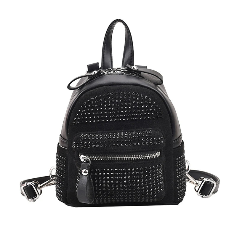 Small Rhinestone Backpack for Women Crystal Travel Casual Shoulder School Bag