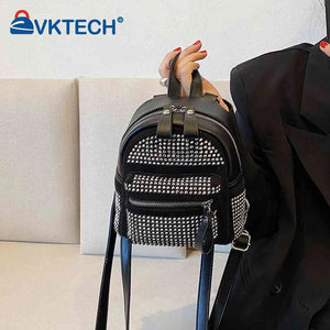 Small Rhinestone Backpack Women Crystal Travel Shoulder School Bag