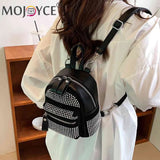 Small Rhinestone Backpack for Women Crystal Travel Casual Shoulder School Bag
