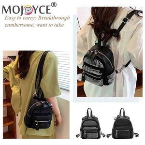 Small Rhinestone Backpack for Women Crystal Travel Casual Shoulder School Bag