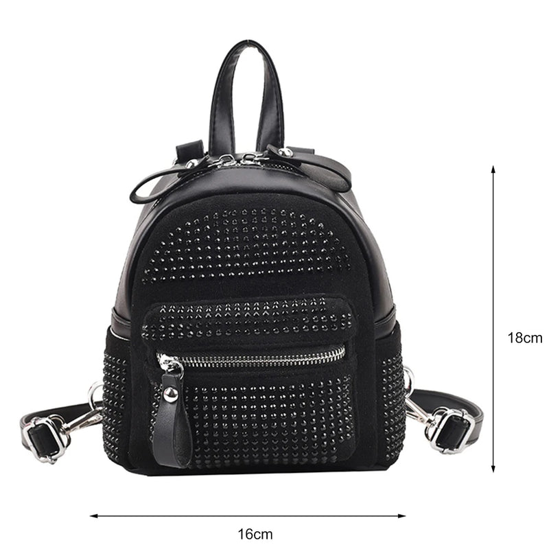 Small Rhinestone Backpack for Women Crystal Traveling Shoulder Bag