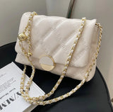Small Rhombus Chain Messenger Bag Embroidery Thread Shoulder Bag