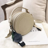 Round Crossbody Bag Rivet Leather Shoulder Purse Star Pendant Messenger