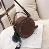 Round Crossbody Bag Rivet Leather Shoulder Purse Star Pendant Messenger
