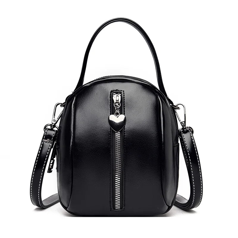 Round Tote Bag PU Leather Shoulder Bag Ladies Casual Diagonal
