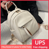 Small School Backpack Women Solid PU Leather Backpack Back To School Bags