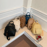 Small School Backpack Women Solid PU Leather Backpack Back To School Bags