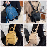 Small School Backpack Women Solid PU Leather Backpack Back To School Bags