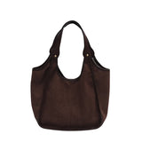 Women's Small Scrub Leather Shoulder Bag - Winter Ladies Shopper Handbag