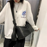 Retro PU Leather Messenger Bag Japanese Style Shoulder Bag for Men and Women