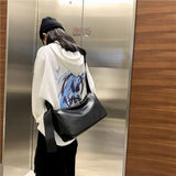 Retro PU Leather Messenger Bag Japanese Style Shoulder Bag for Men and Women