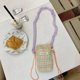 Canvas Women Mini Shoulder Bag Plaid Wallet