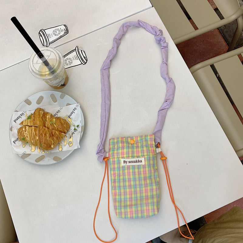 Canvas Shoulder Bag Mini CrossBody Purse Plaid Wallet